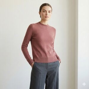 Theory Crewneck Regal Wool Sweater Womens Small Rosewood Red Preppy Minimalist